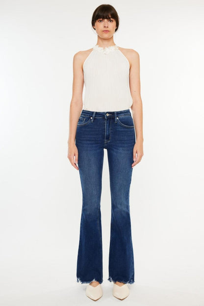Kancan Cat's Whiskers Raw Hem Flare Jeans Carauana Store