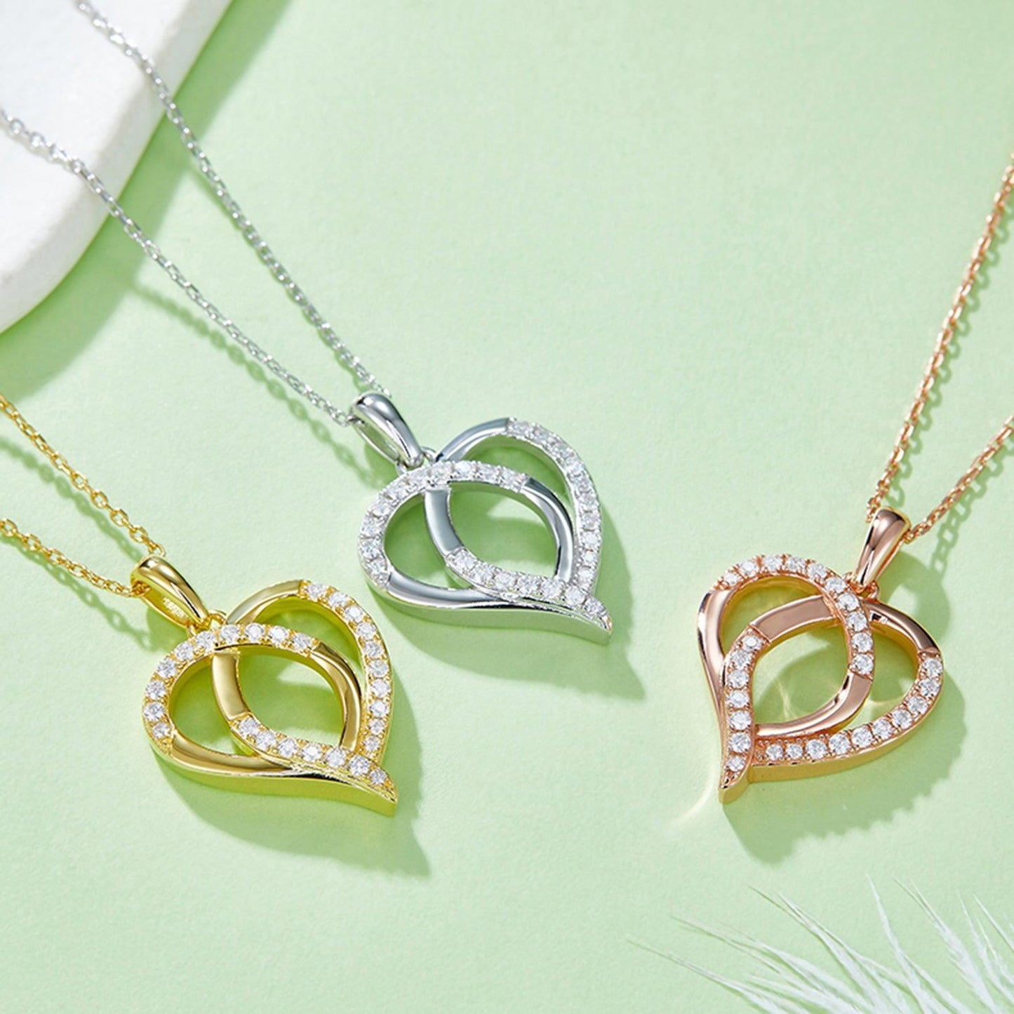 Moissanite 925 Sterling Silver Heart Shape Necklace Carauana Store