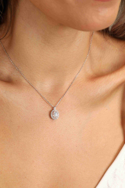 Adored 925 Sterling Silver Rhodium-Plated 1 Carat Moissanite Pendant Necklace Carauana Store