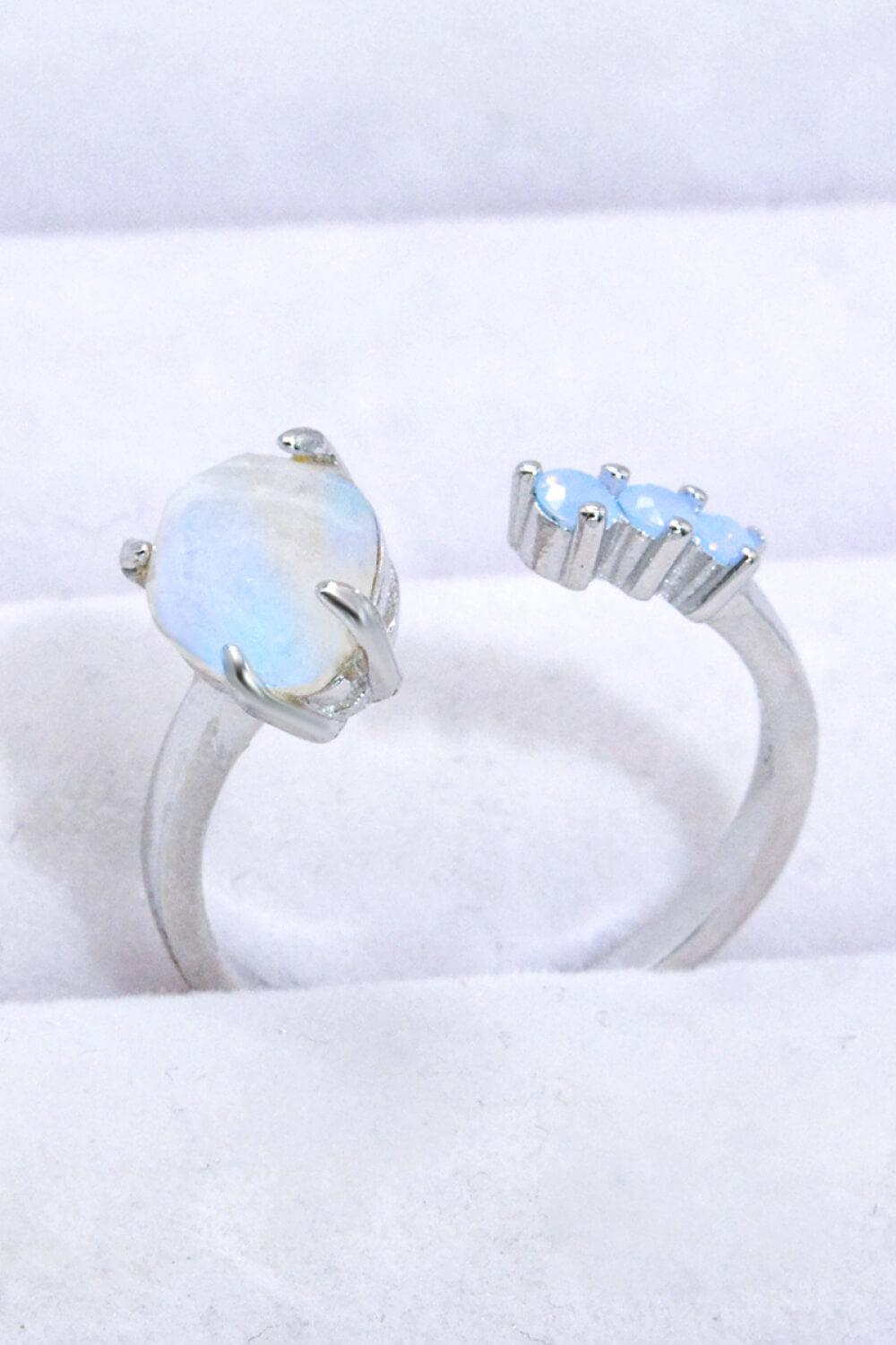 18K Rose Gold-Plated Moonstone Open Ring Carauana Store