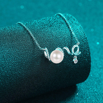Natural Pearl Moissanite 925 Sterling Silver Necklace Carauana Store
