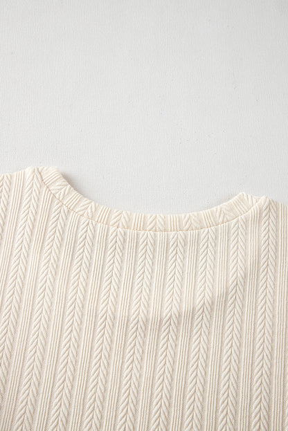 Apricot Polka Dot Mesh Puff Sleeve Textured Blouse