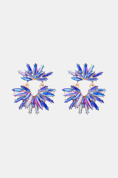 Flower Shape Glass Stone Dangle Earrings Carauana Store