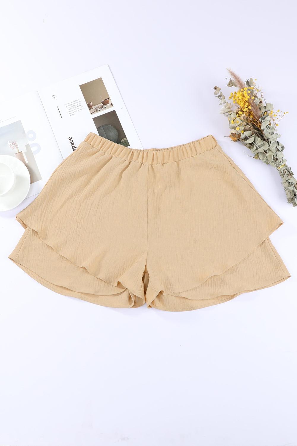Layered Elastic Waist Shorts Carauana Store