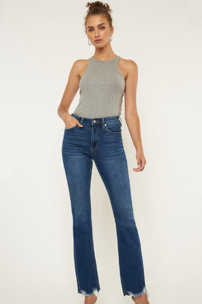 Kancan Cat's Whiskers Raw Hem Flare Jeans Carauana Store