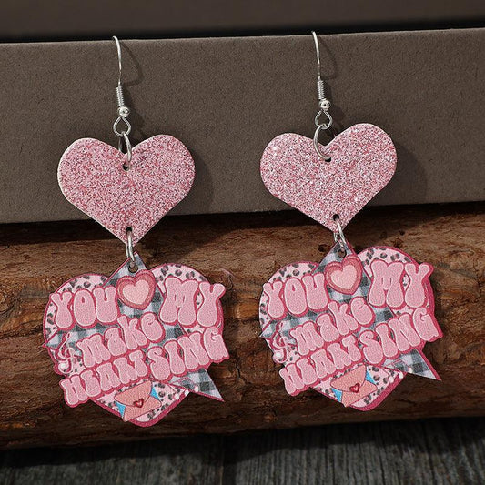 Heart Shape Wooden Earrings Carauana Store