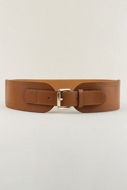 Elastic Wide PU Belt CaRaUaNa Fashion