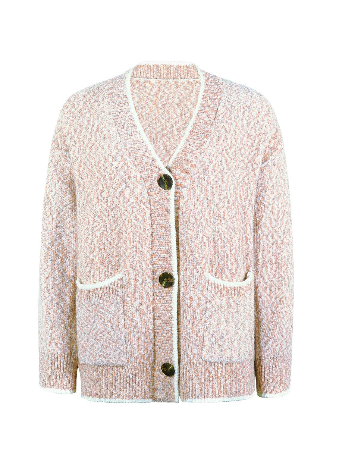 Button Down V-Neck Cardigan with Pockets Carauana Store