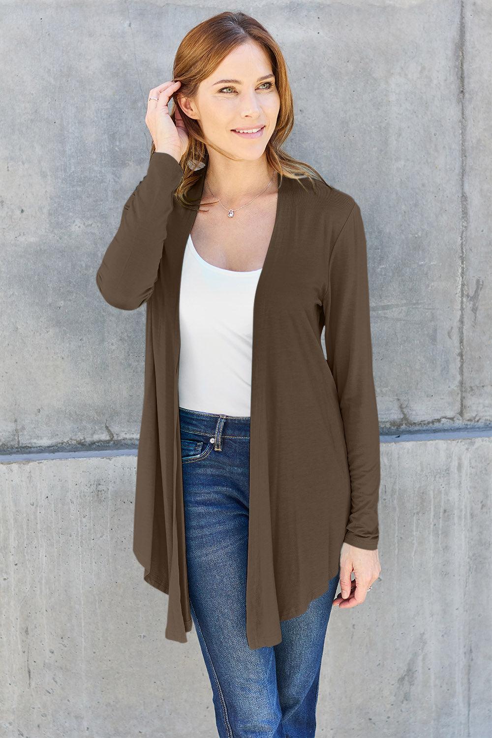 Basic Bae Full Size Open Front Long Sleeve Cardigan Carauana Store