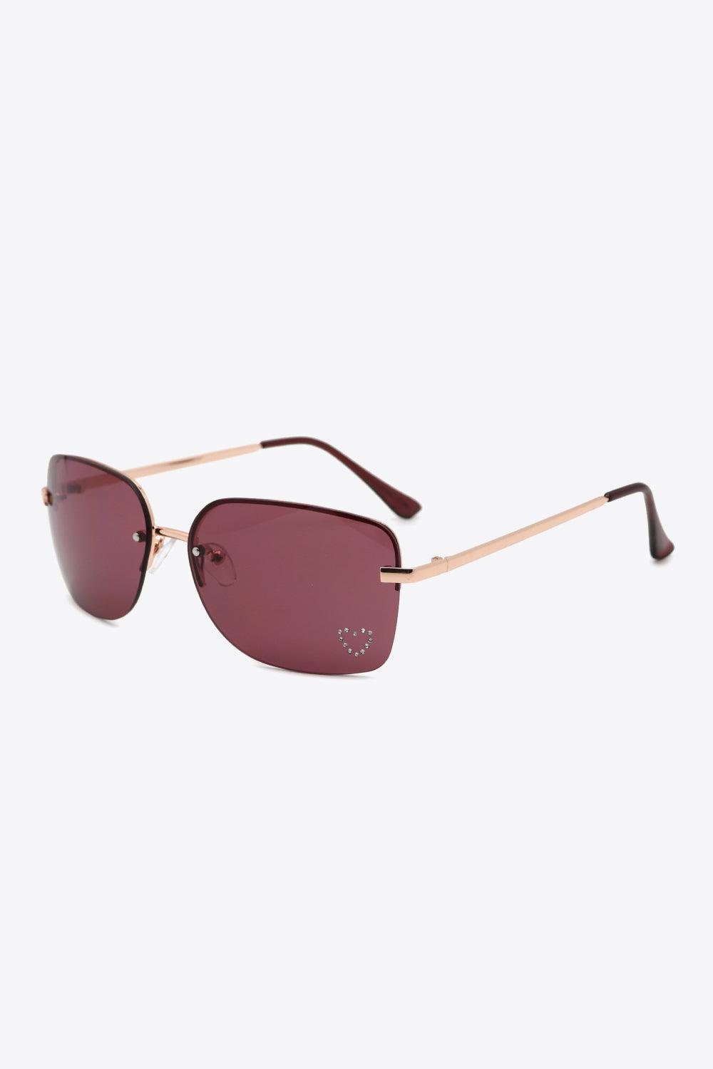 Rhinestone Heart Metal Frame Sunglasses Carauana Store