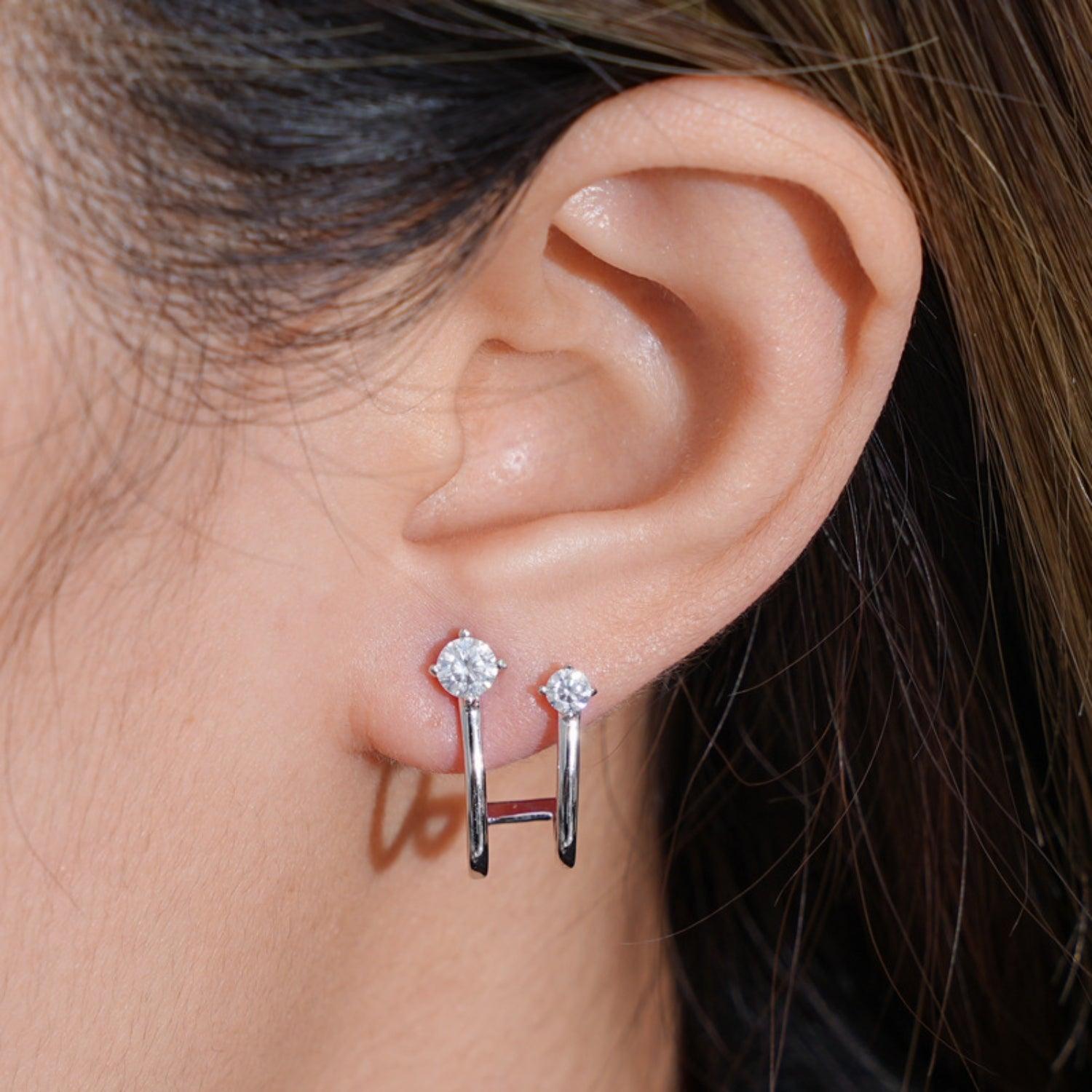 Moissanite 925 Sterling Silver C-Hoop Earrings Carauana Store