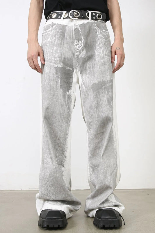 Men's Contrast Wide Leg Jeans Carauana Store