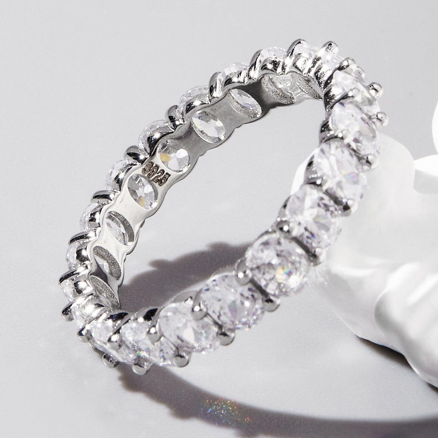 Inlaid Zircon 925 Sterling Silver Ring CaRaUaNa Fashion