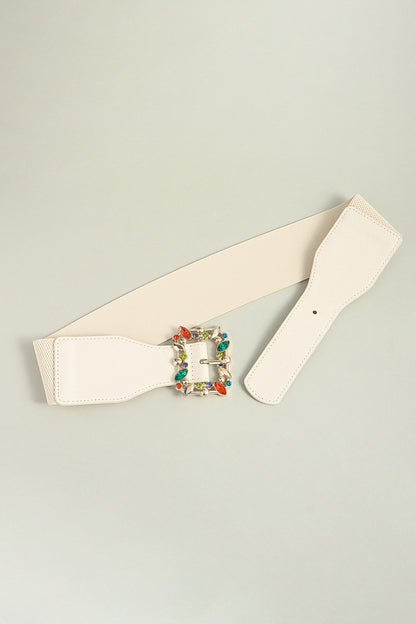 Multicolored Leaf Buckle Elastic Belt CaRaUaNa Fashion