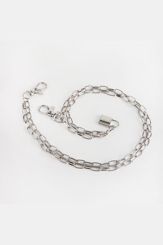 Double Layered Iron Chain Belt with Lock Charm Carauana Store