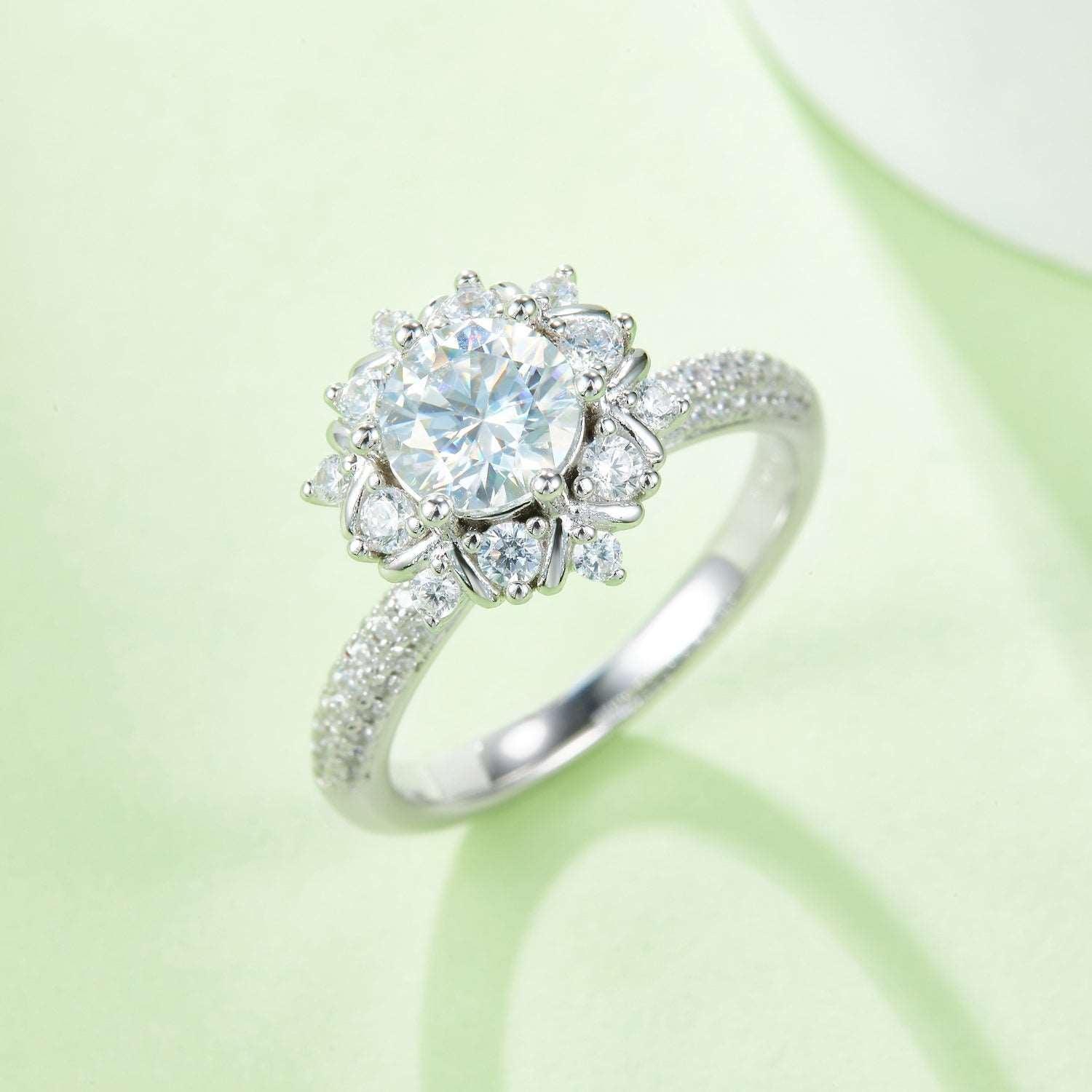 1 Carat Moissanite 925 Sterling Silver Flower Shape Ring Carauana Store