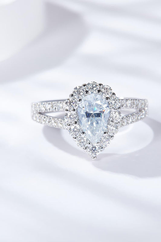 1 Carat Moissanite Teardrop Split Shank Ring Carauana Store