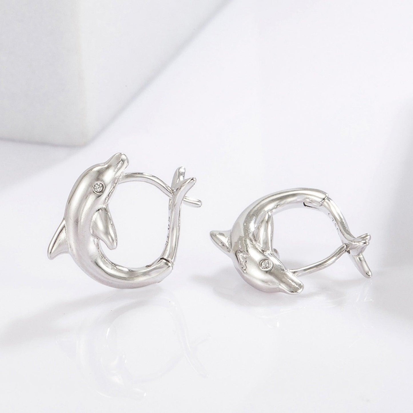 925 Sterling Silver Zircon Dolphin Earrings Carauana Store