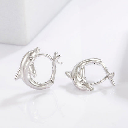 925 Sterling Silver Zircon Dolphin Earrings Carauana Store