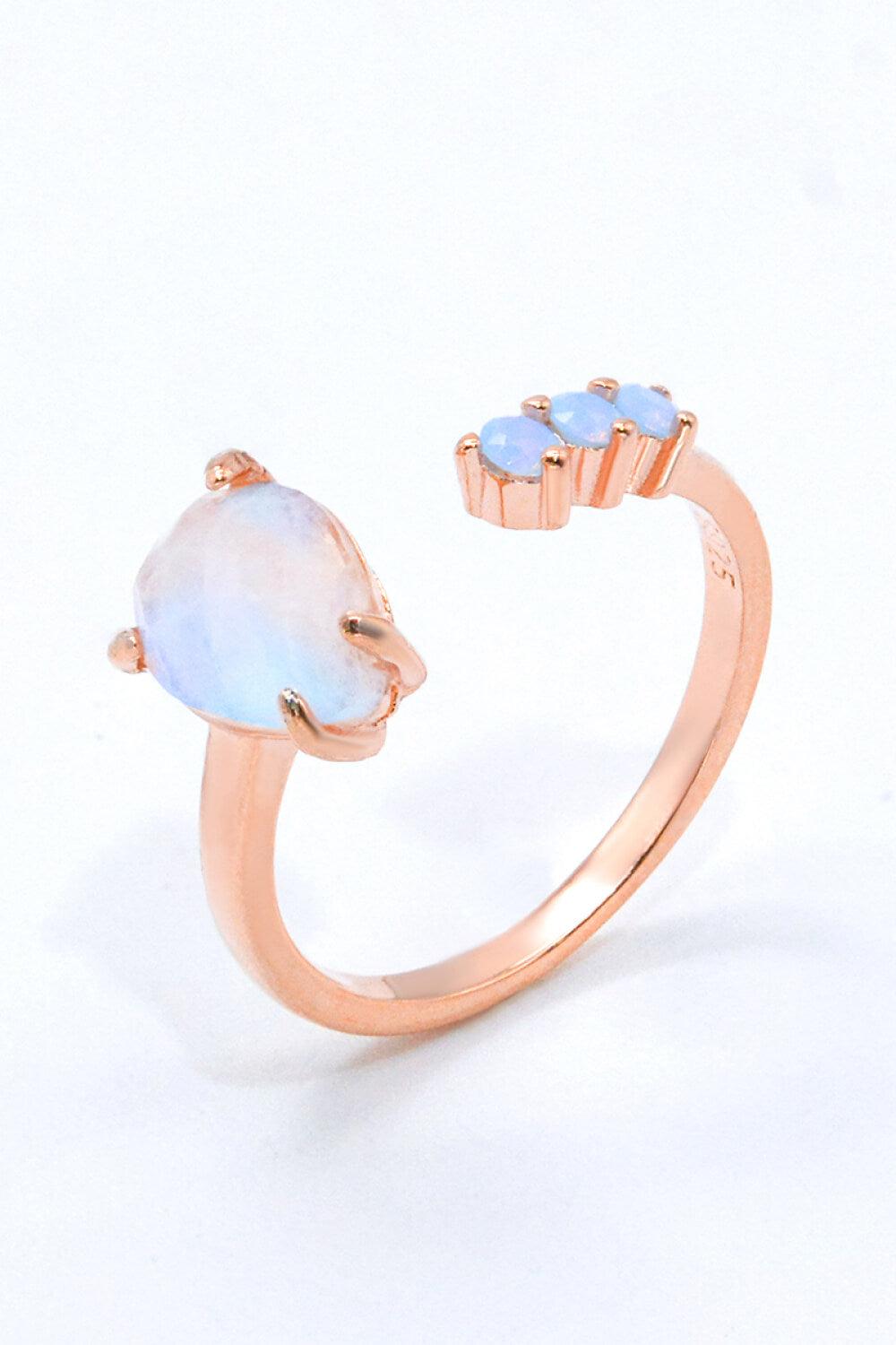 18K Rose Gold-Plated Moonstone Open Ring Carauana Store