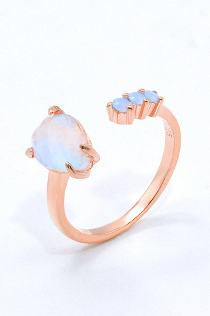 18K Rose Gold-Plated Moonstone Open Ring Carauana Store