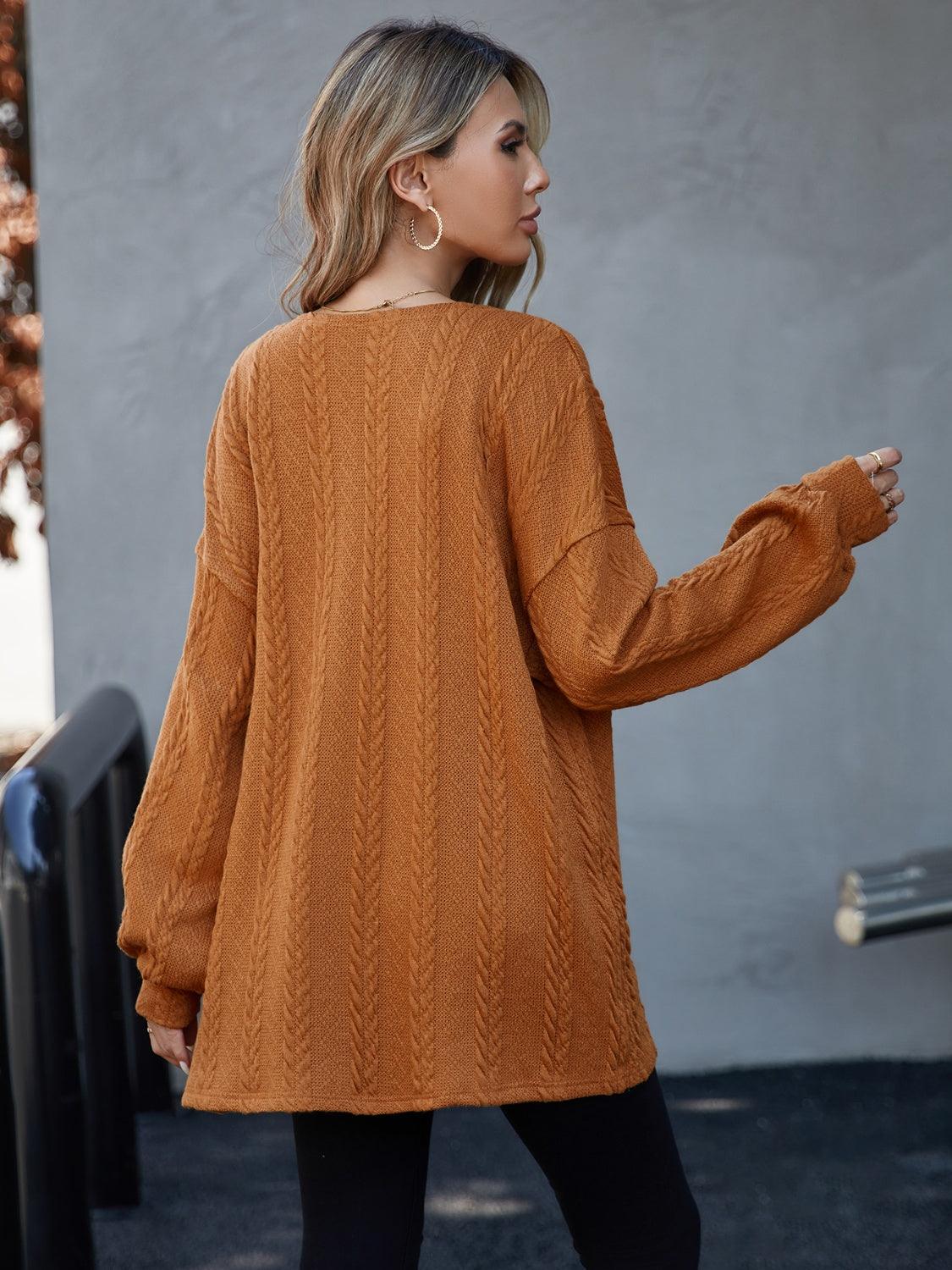 Open Front Long Sleeve Cardigan Carauana Store