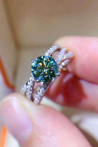 1 Carat Moissanite Contrast 925 Sterling Silver Ring Carauana Store