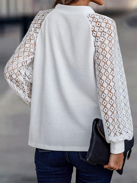 Shiny Lantern Sleeve V-Neck Button-Down Cardigan Carauana Store