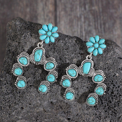 Artificial Turquoise Alloy Dangle Earrings CaRaUaNa Fashion