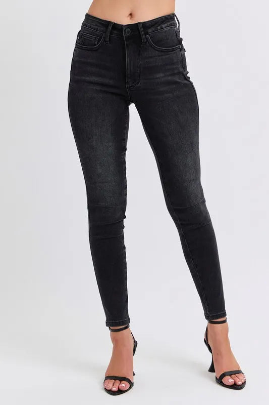 Judy Blue Full Size Mid Rise Tummy Control Skinny Jeans Plus Size Carauana Store