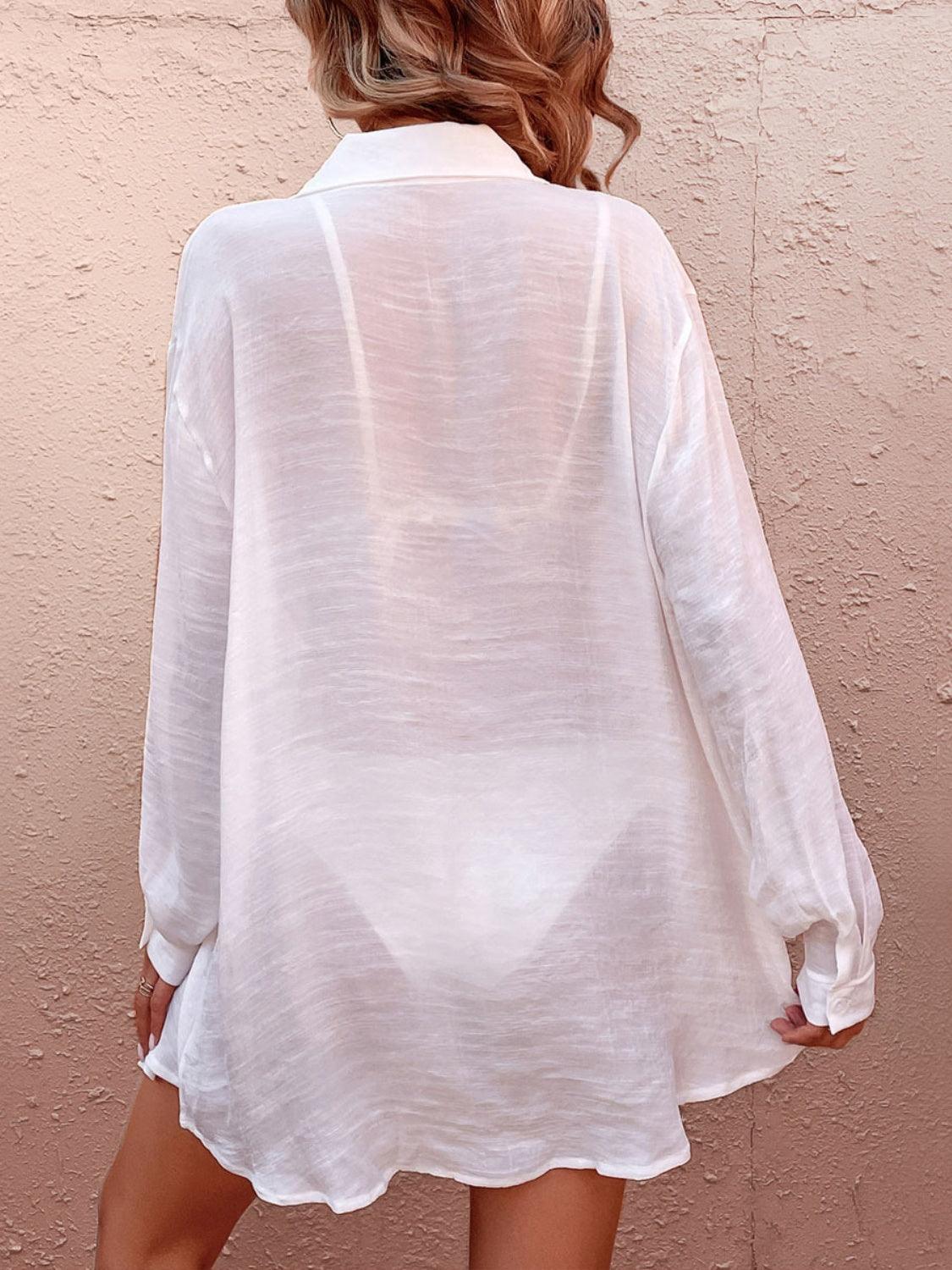 Pocketed Dropped Shoulder Cover Up Carauana Store