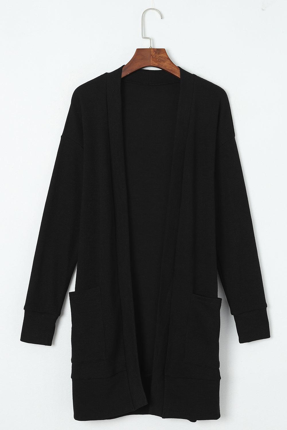 Pocketed Open Front Long Sleeve Cardigan Carauana Store