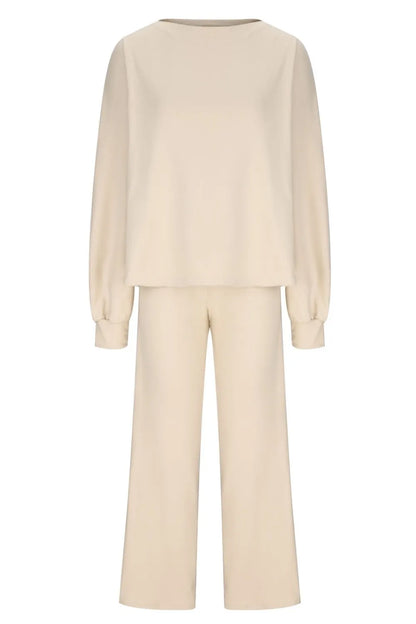 Round Neck Long Sleeve Top and Pants Set Carauana Store