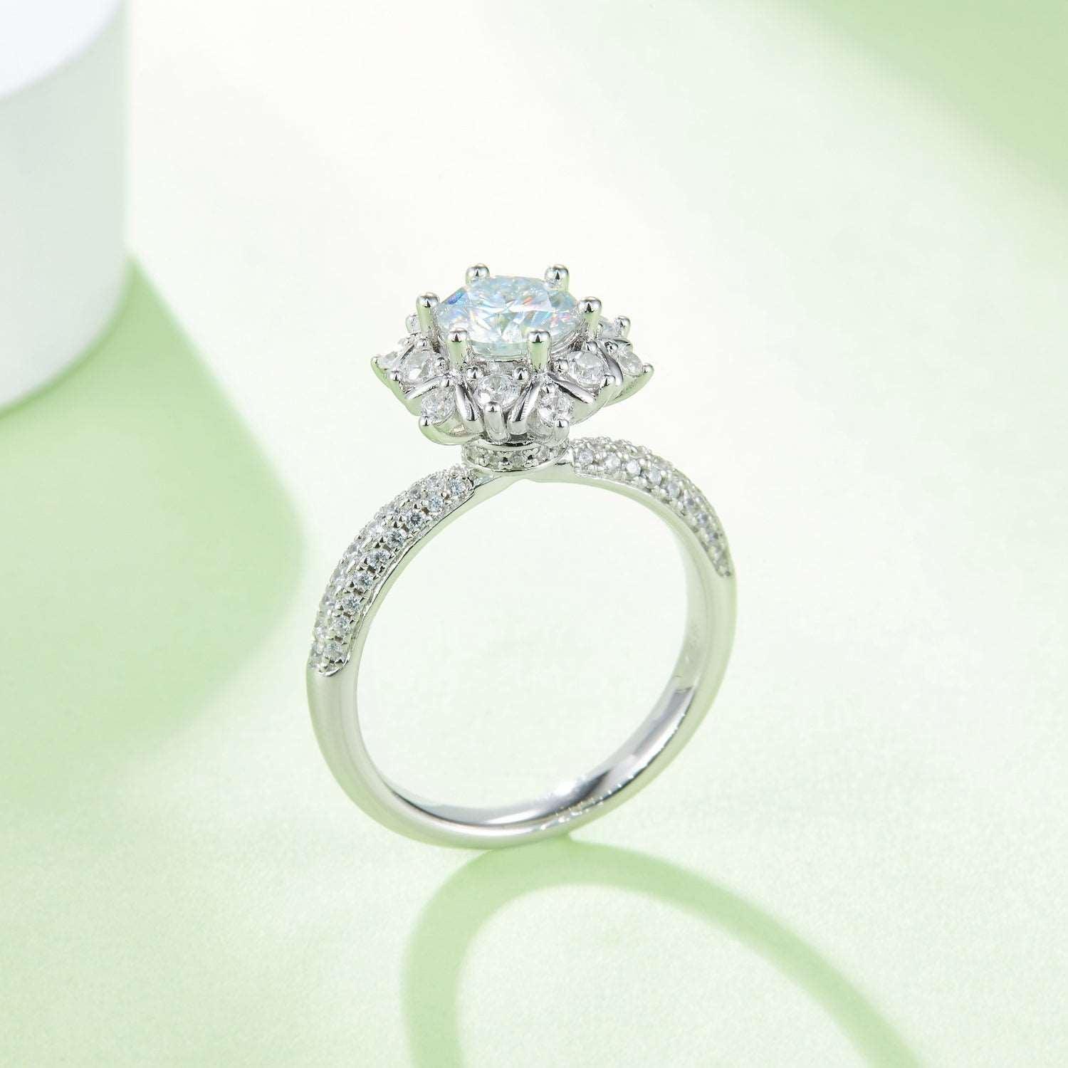 1 Carat Moissanite 925 Sterling Silver Flower Shape Ring Carauana Store