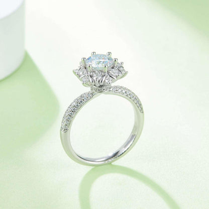 1 Carat Moissanite 925 Sterling Silver Flower Shape Ring Carauana Store