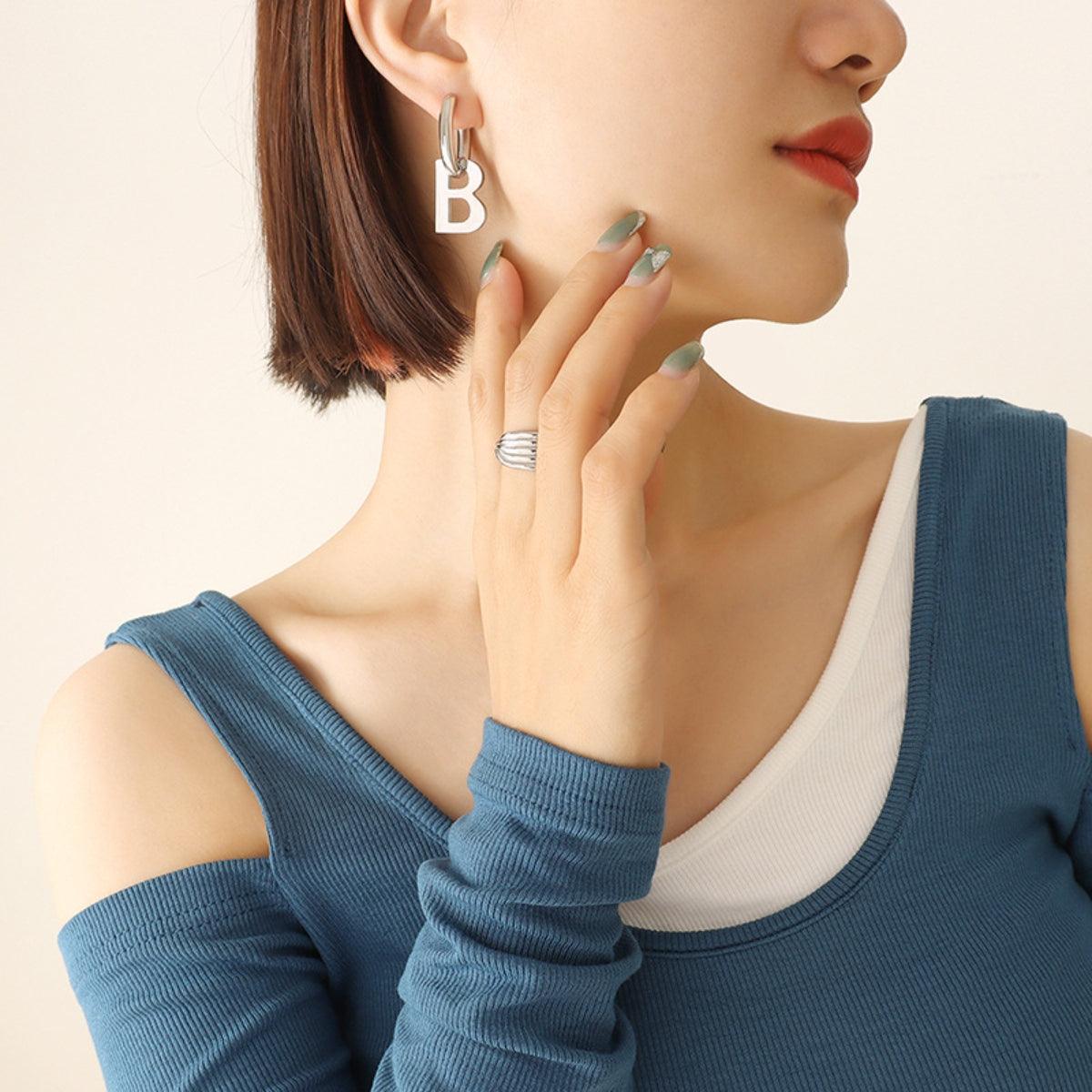 Letter B Titanium Steel Earrings CaRaUaNa Fashion