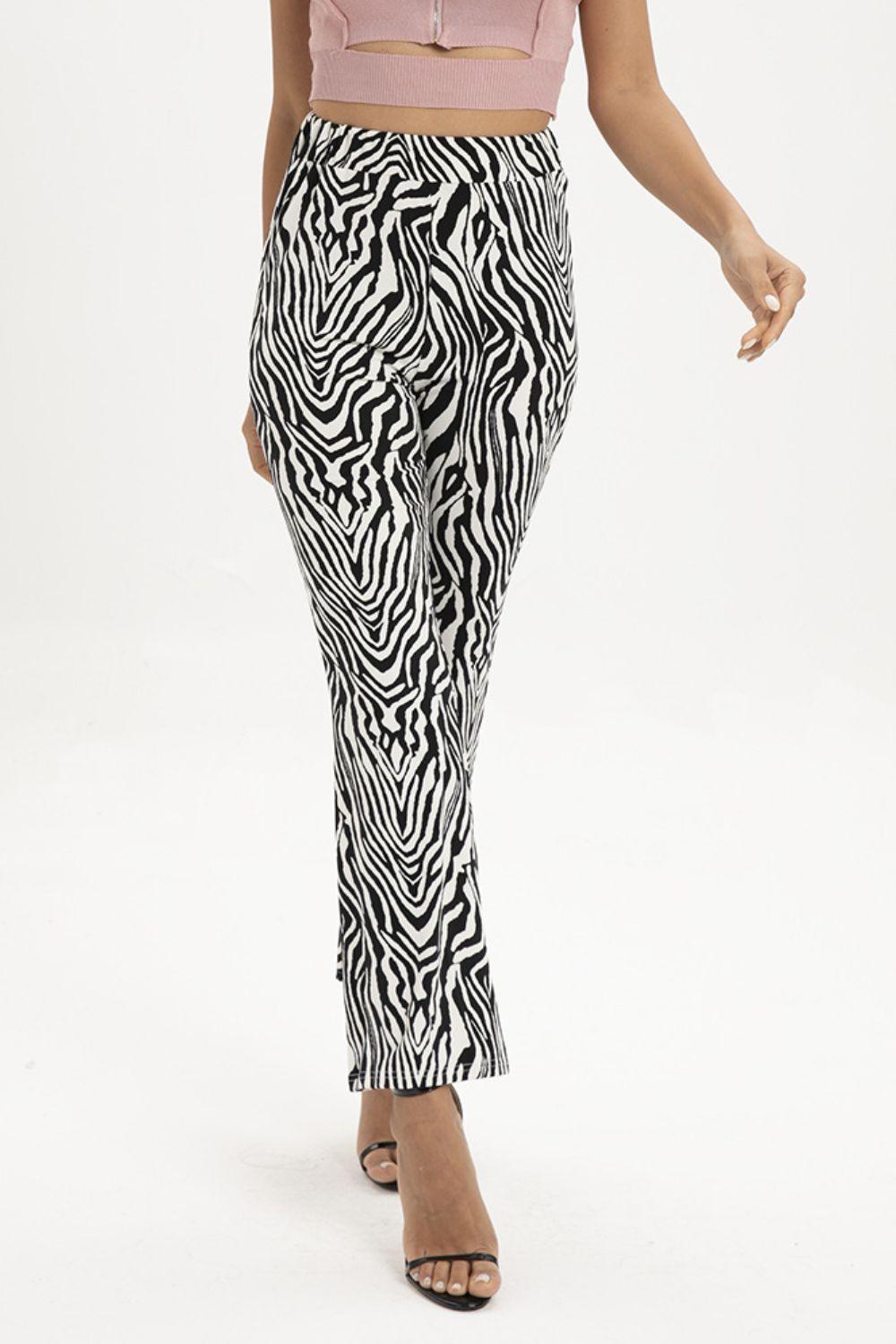 Zebra Print Straight Leg Pants CaRaUaNa Fashion