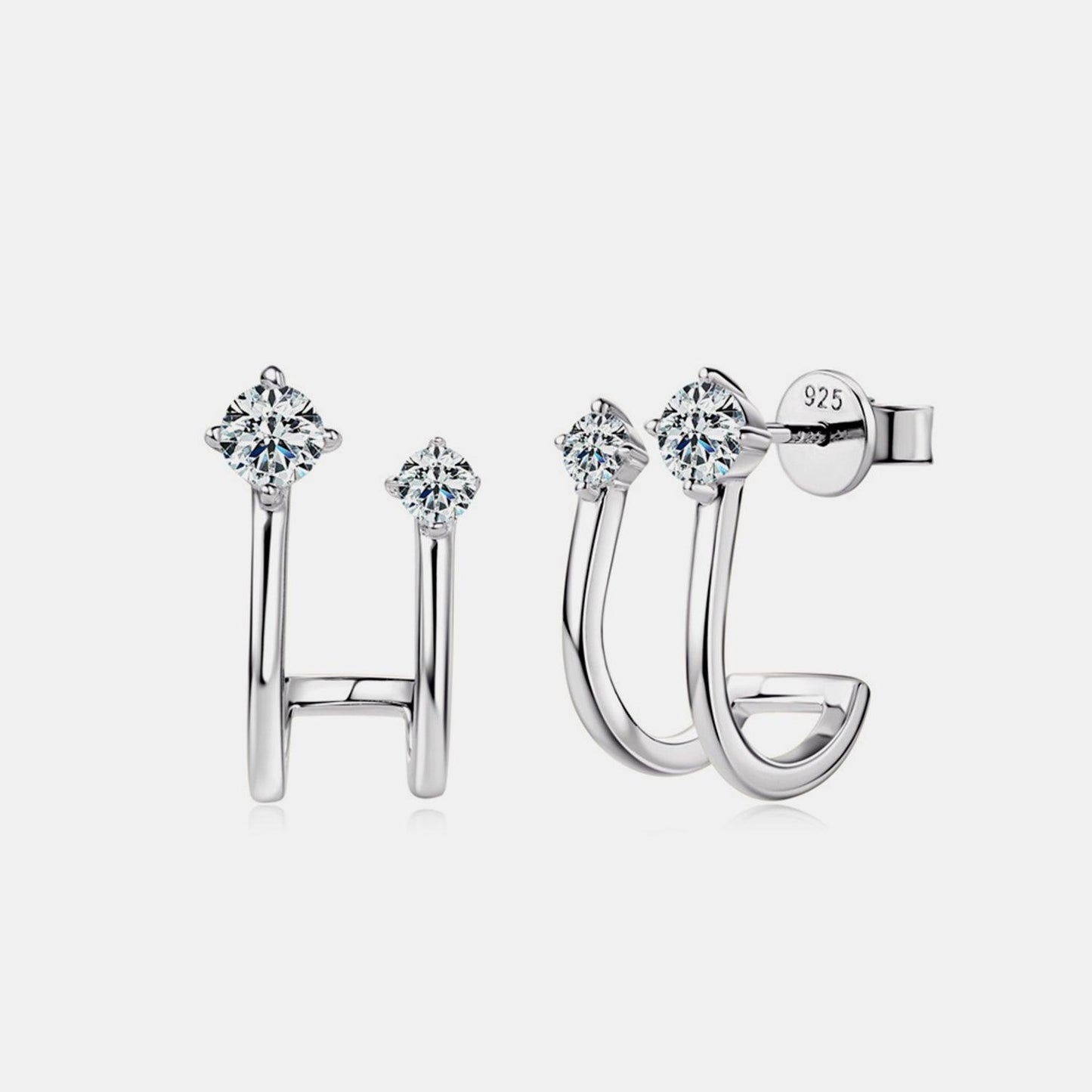 Moissanite 925 Sterling Silver C-Hoop Earrings Carauana Store