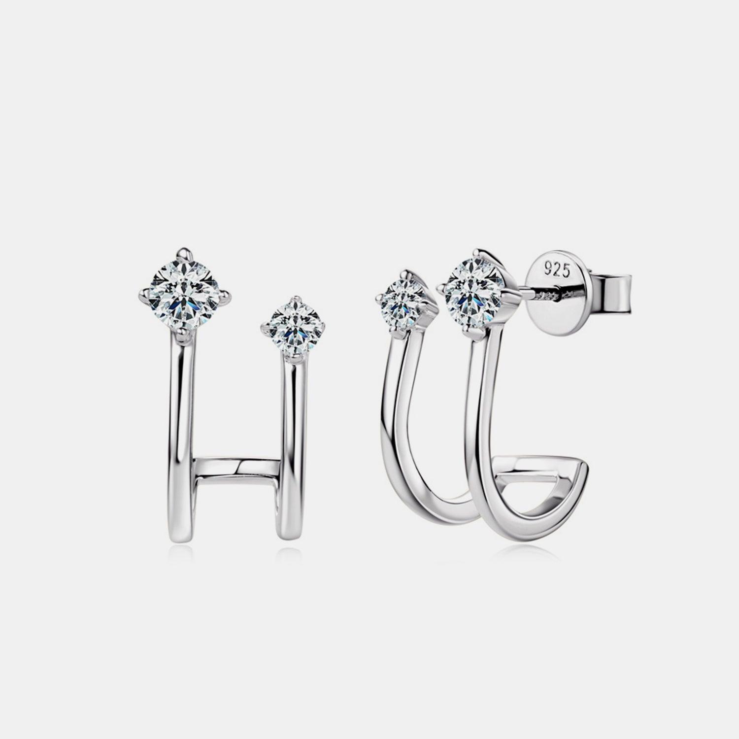 Moissanite 925 Sterling Silver C-Hoop Earrings Carauana Store