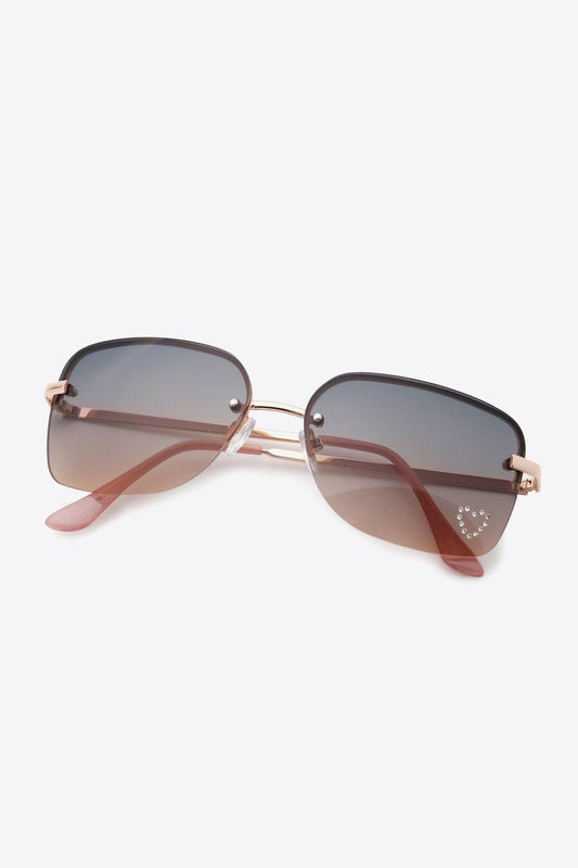 Rhinestone Heart Metal Frame Sunglasses Carauana Store