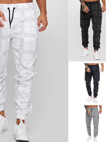 Men's Plus Size Plaid Drawstring Pants