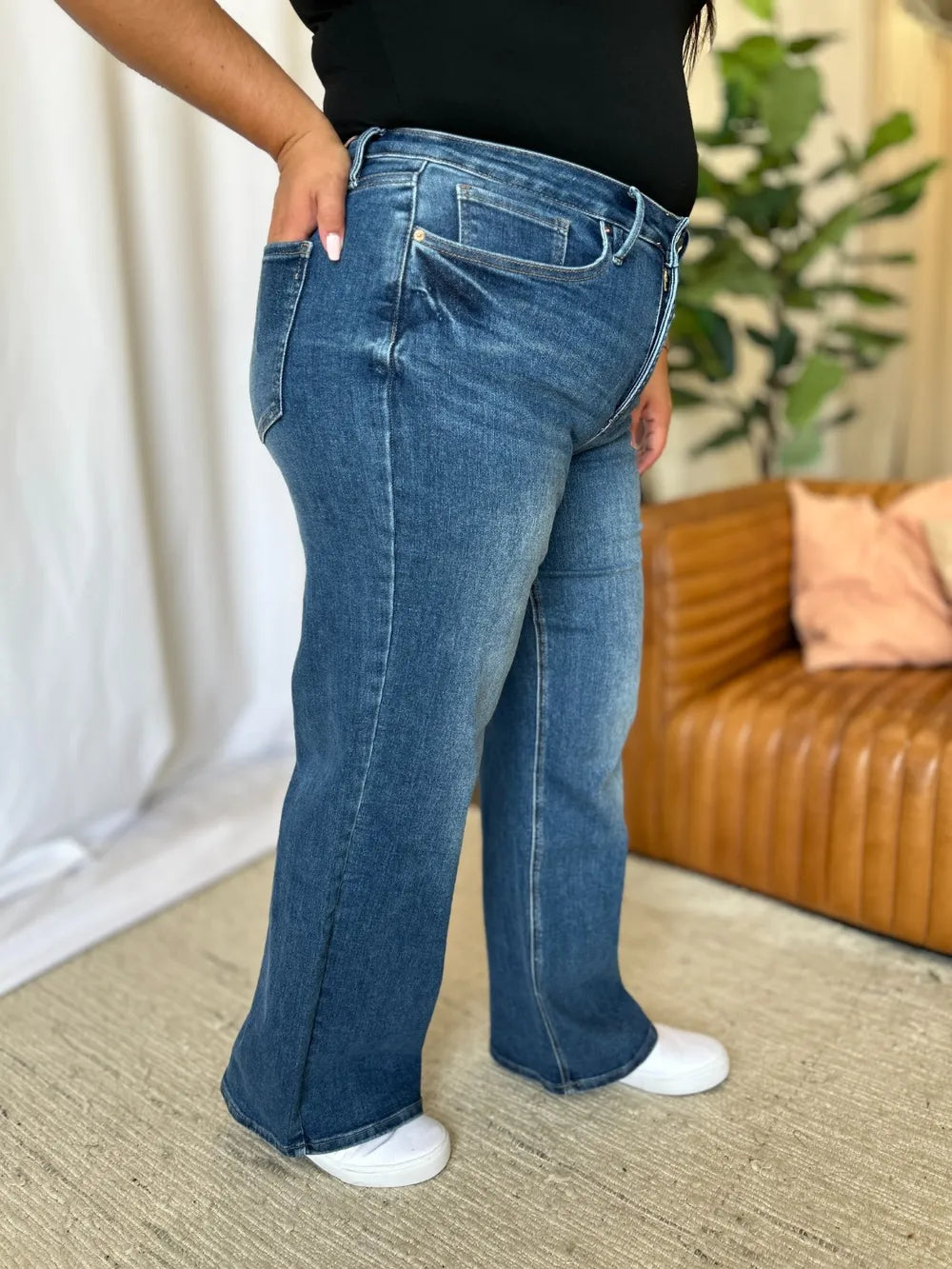 RFM Full Size High Rise Tummy Control Wide Leg Jeans CaRaUaNa Fashion
