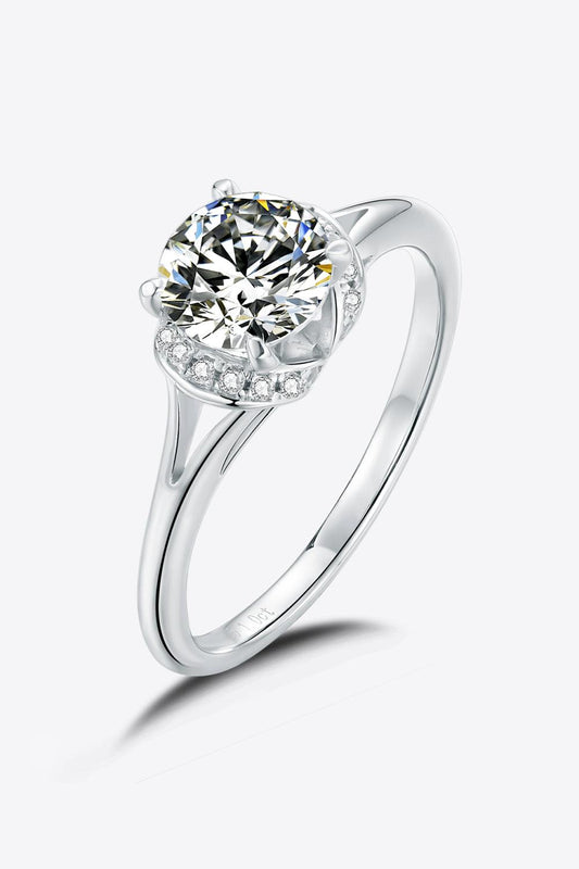 1 Carat Moissanite 925 Sterling Silver Split Shank Ring Carauana Store