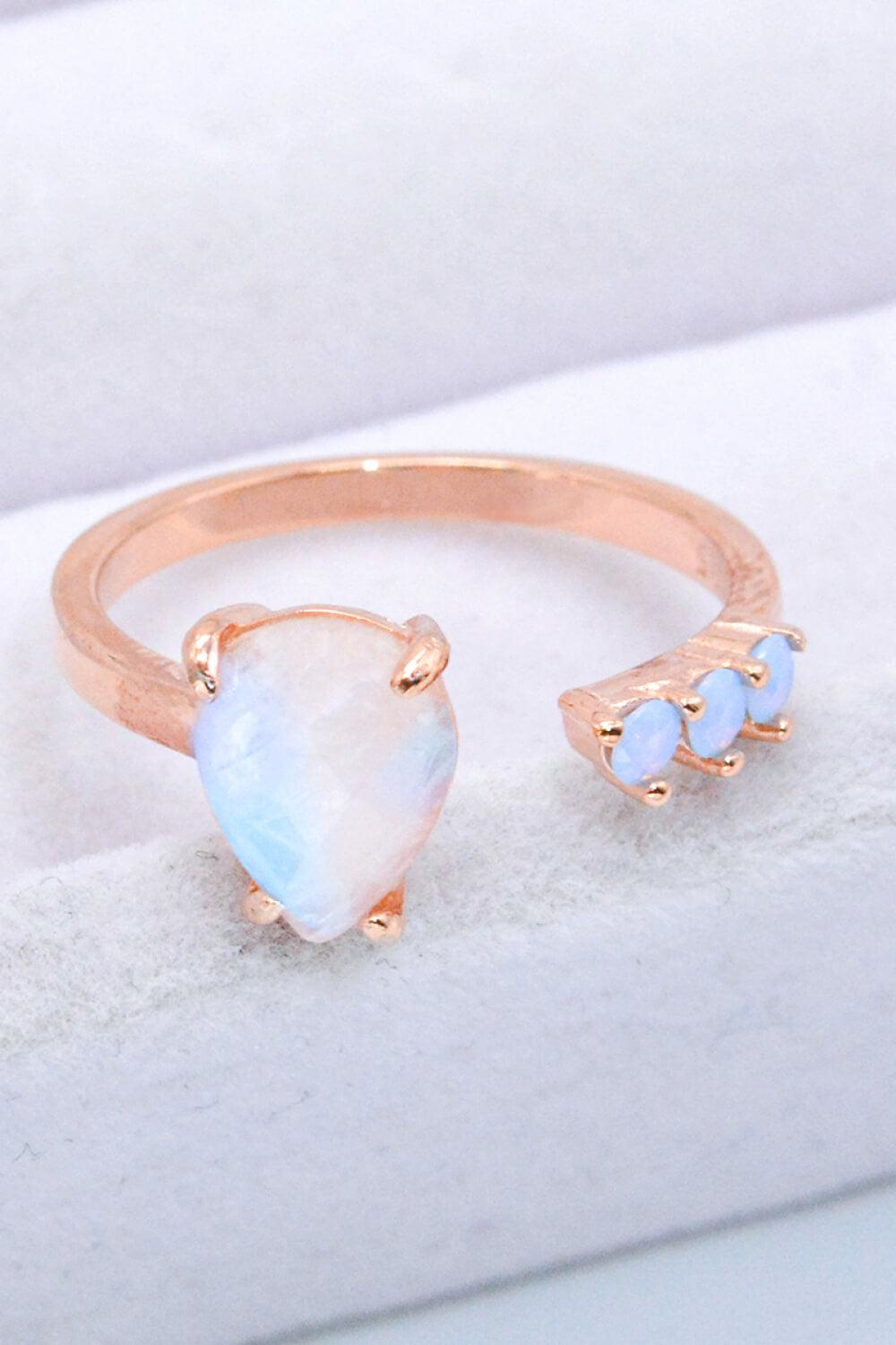 18K Rose Gold-Plated Moonstone Open Ring Carauana Store