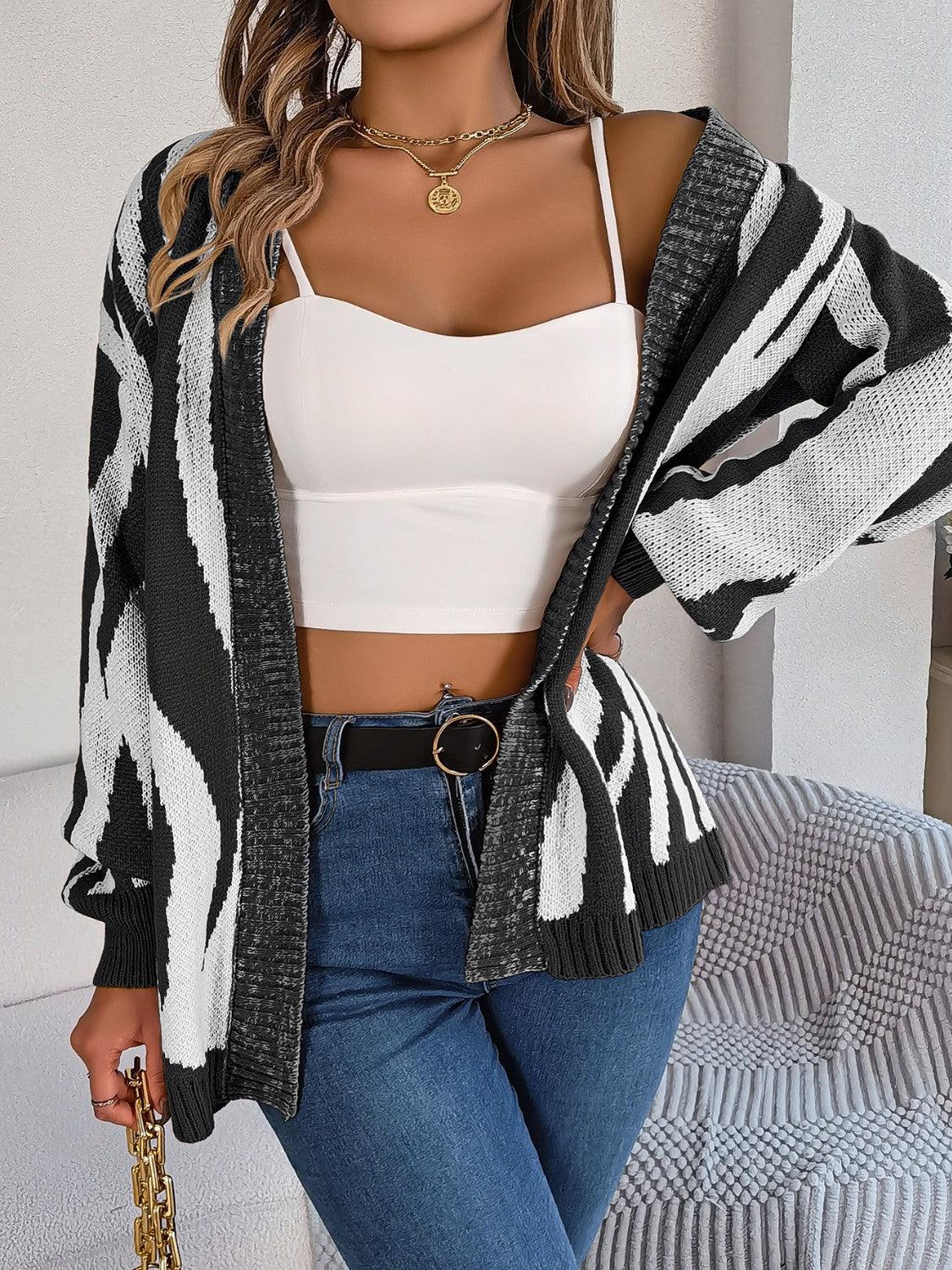 Open Front Animal Print Cardigan Carauana Store