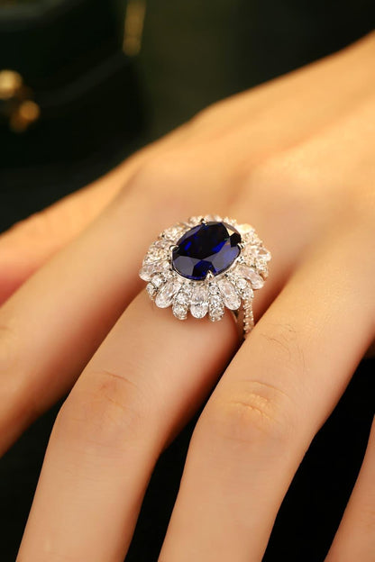5 Carat Lab-Grown Sapphire Flower Shape Ring CaRaUaNa Fashion