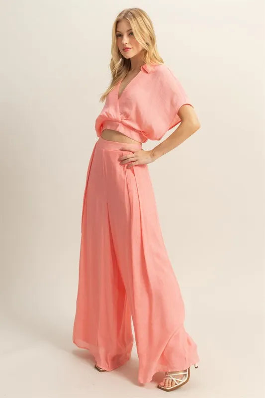 HYFVE Kimono Sleeve Crop Top and Wide Leg Pants Set Carauana Store