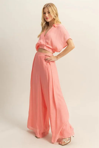 HYFVE Kimono Sleeve Crop Top and Wide Leg Pants Set Carauana Store