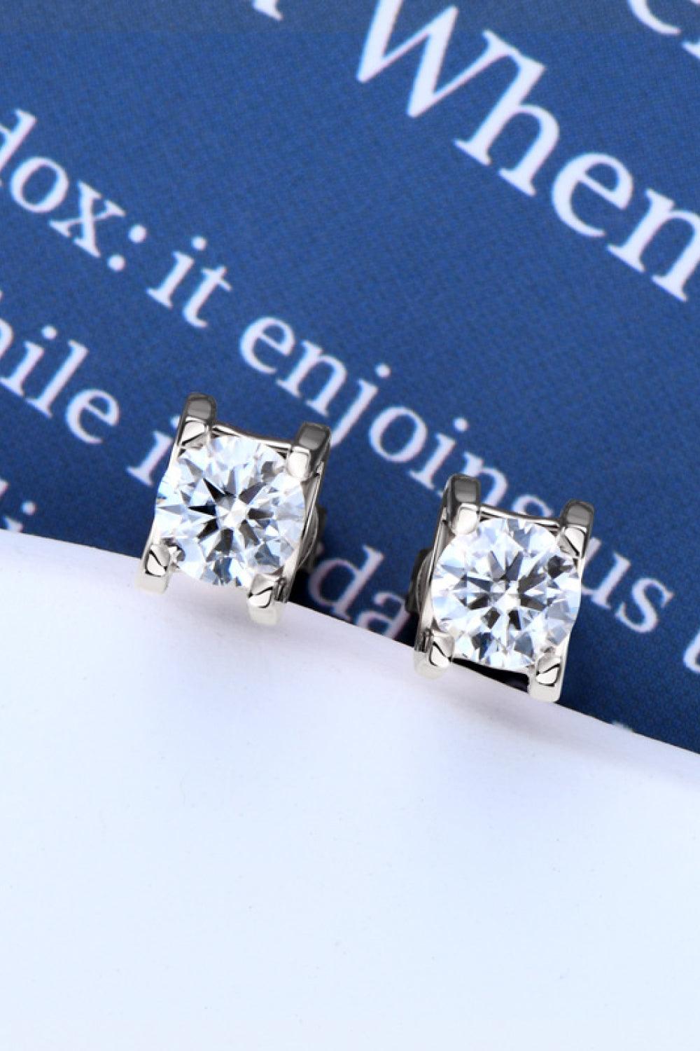 Moissanite 925 Sterling Silver Stud Earrings CaRaUaNa Fashion