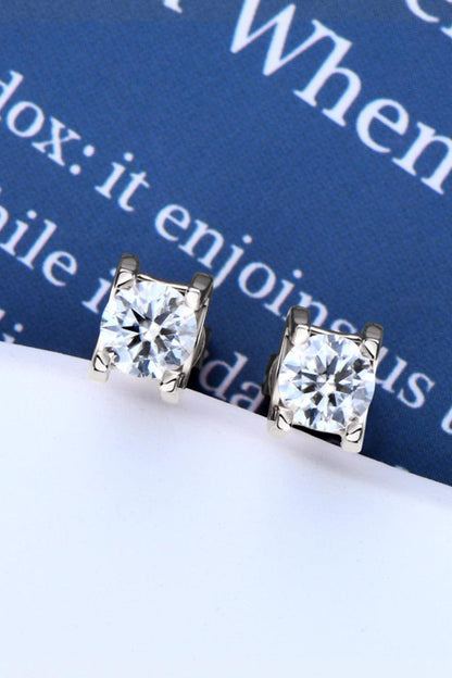 Moissanite 925 Sterling Silver Stud Earrings CaRaUaNa Fashion
